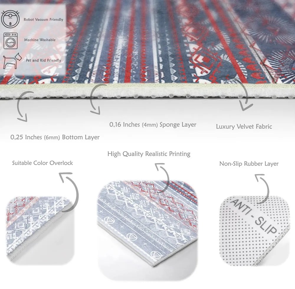 Covor mov/gri lavabil 80x150 cm Vintage Stripe – Mila Home