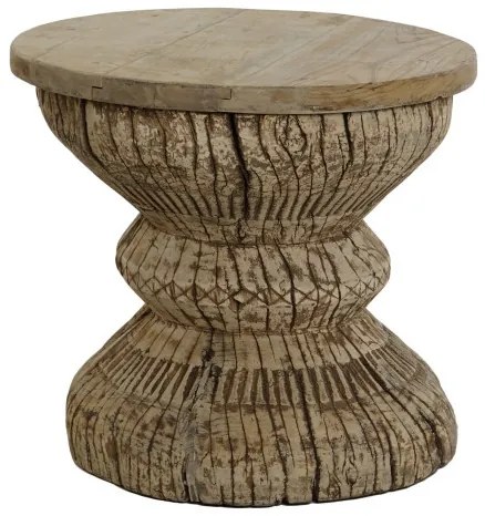 Masuta laterala, din lemn de tec, sculptata manual, Karno