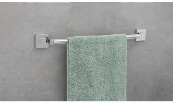 WENKO 22684100 - Suport pentru prosoape VACUUM-LOC QUADRO ED, 60,5 x 6 cm, argintiu / crom lucios