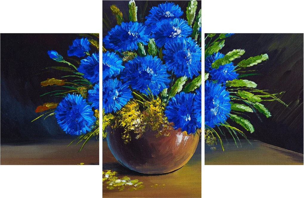 Tablou - Flori albastre în vază (90x60 cm)