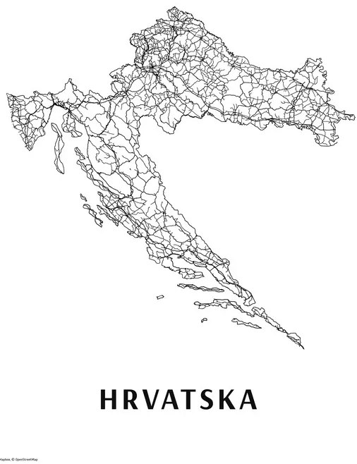 Harta Hrvatska black & white