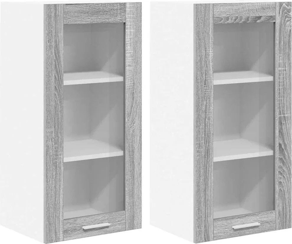 vidaXL Dulap suspendat 2 pcs Gri Sonoma 40 x 31 x 80 cm Lemn compozit