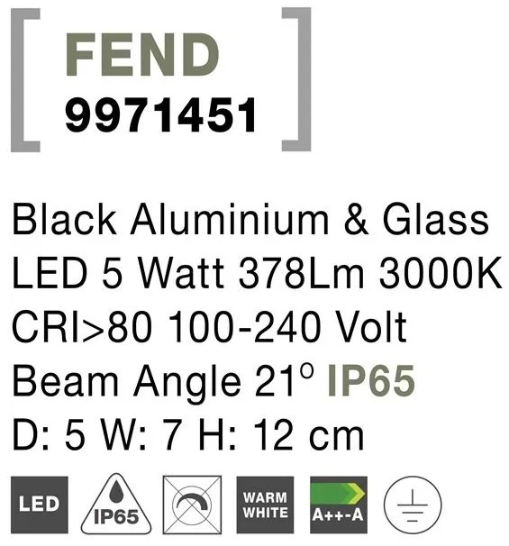 Aplica de perete LED moderna pentru iluminat exterior IP65 FEND I