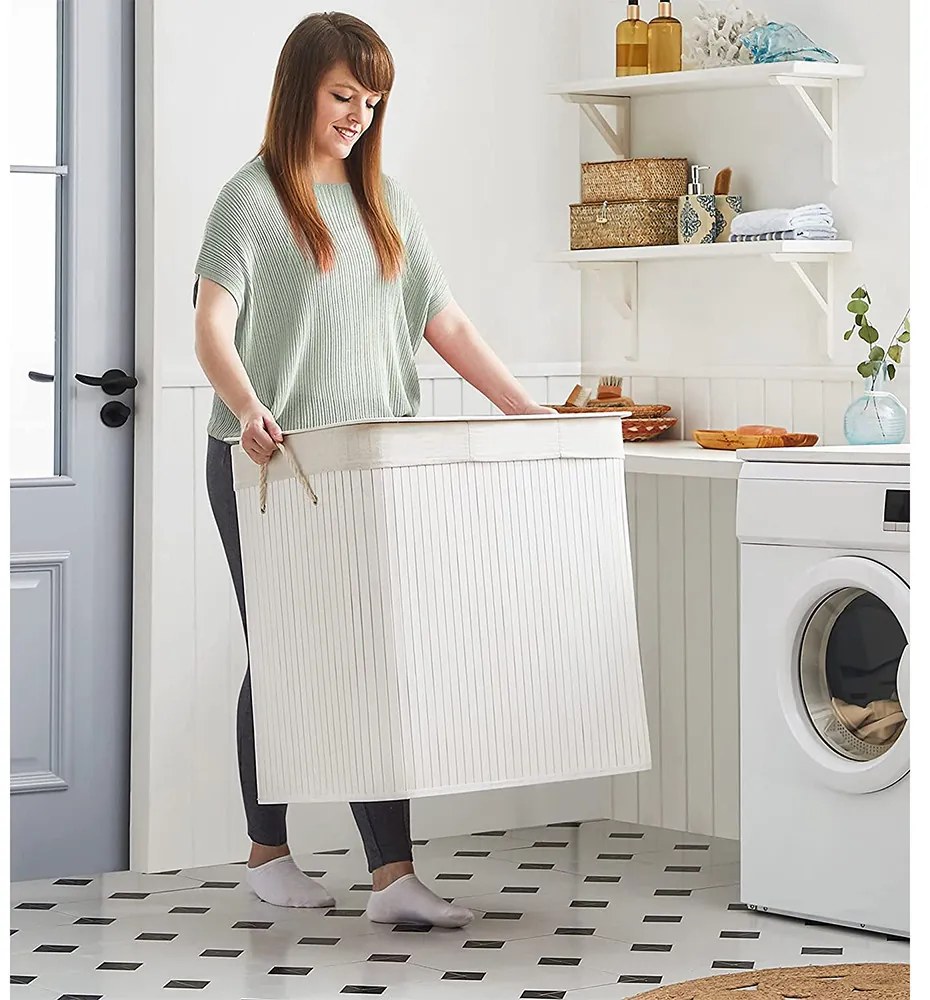 Coș de rufe din plastic, alb