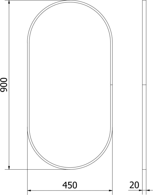 Mexen Loft oglindă de baie ovală 90 x 45 cm, ramă neagră - 9851-090-045-000-70