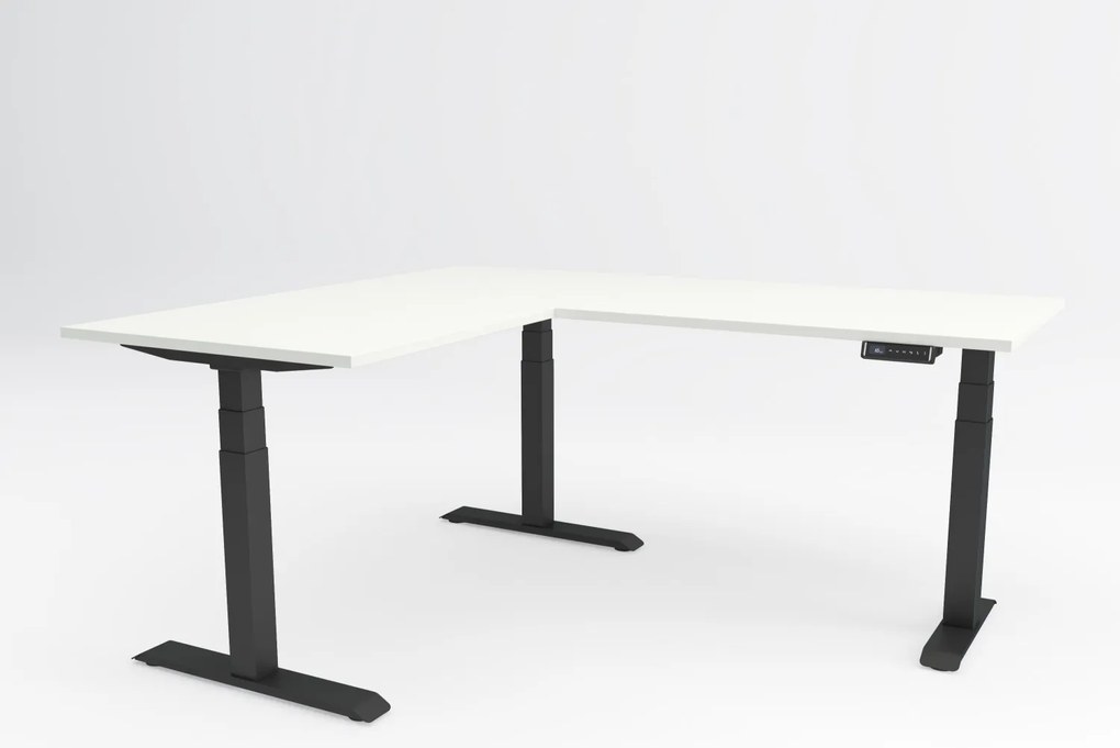 Birou cu înălțime reglabilă electric în L, Viva Upgrade, triple motor, 150 kg - Gri