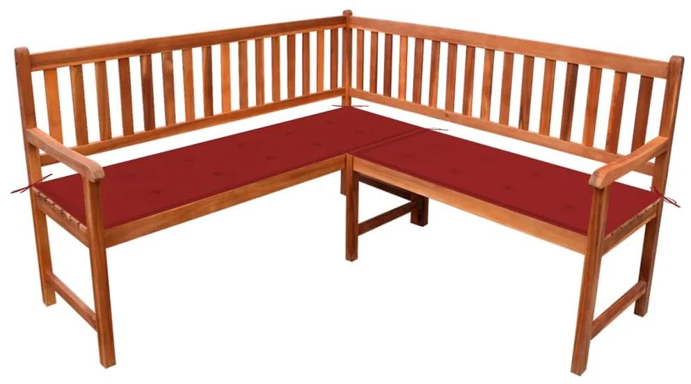 Banca de colt gradina cu perne, 150 cm, lemn masiv de acacia Rosu, 150 x 50 x 4 cm, 1, 150 x 50 x 4 cm
