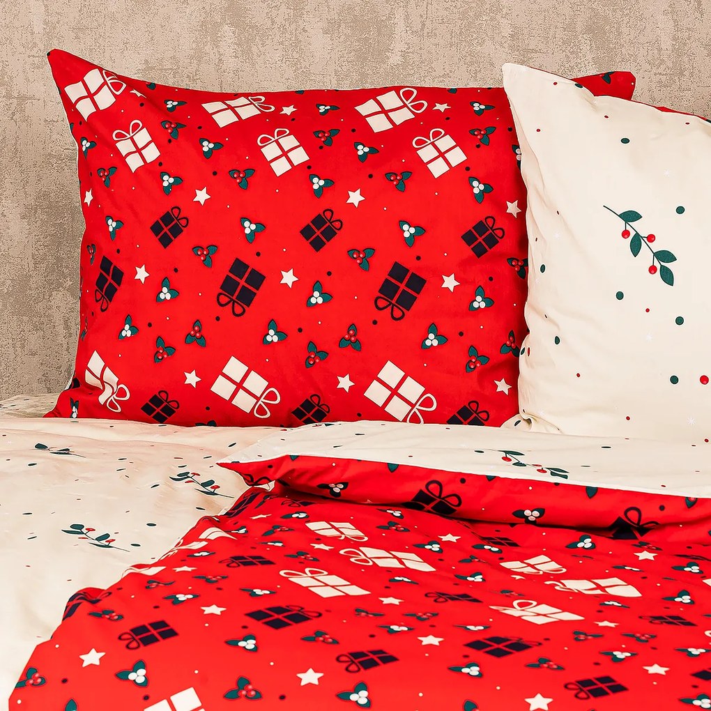 Lenjerie de pat bumbac de Crăciun 4Home Christmas joy joy, 140 x 220 cm, 70 x 90 cm