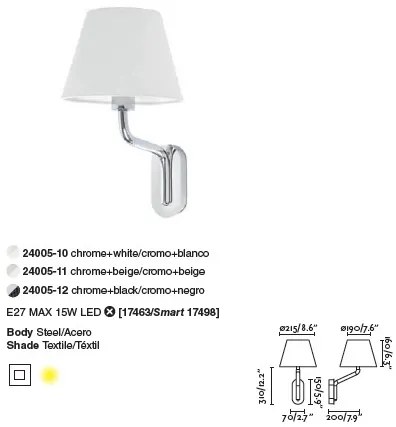 Aplica de perete moderna design elegant ETERNA crom/bej