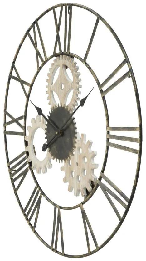 Ceas decorativ negru/crem din metal si MDF, ∅ 70 cm, Gear Mauro Ferretti