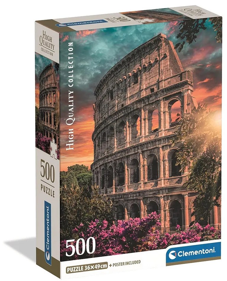 Orașe Colosseum Puzzle Compact Roma 500 de piese Clementoni