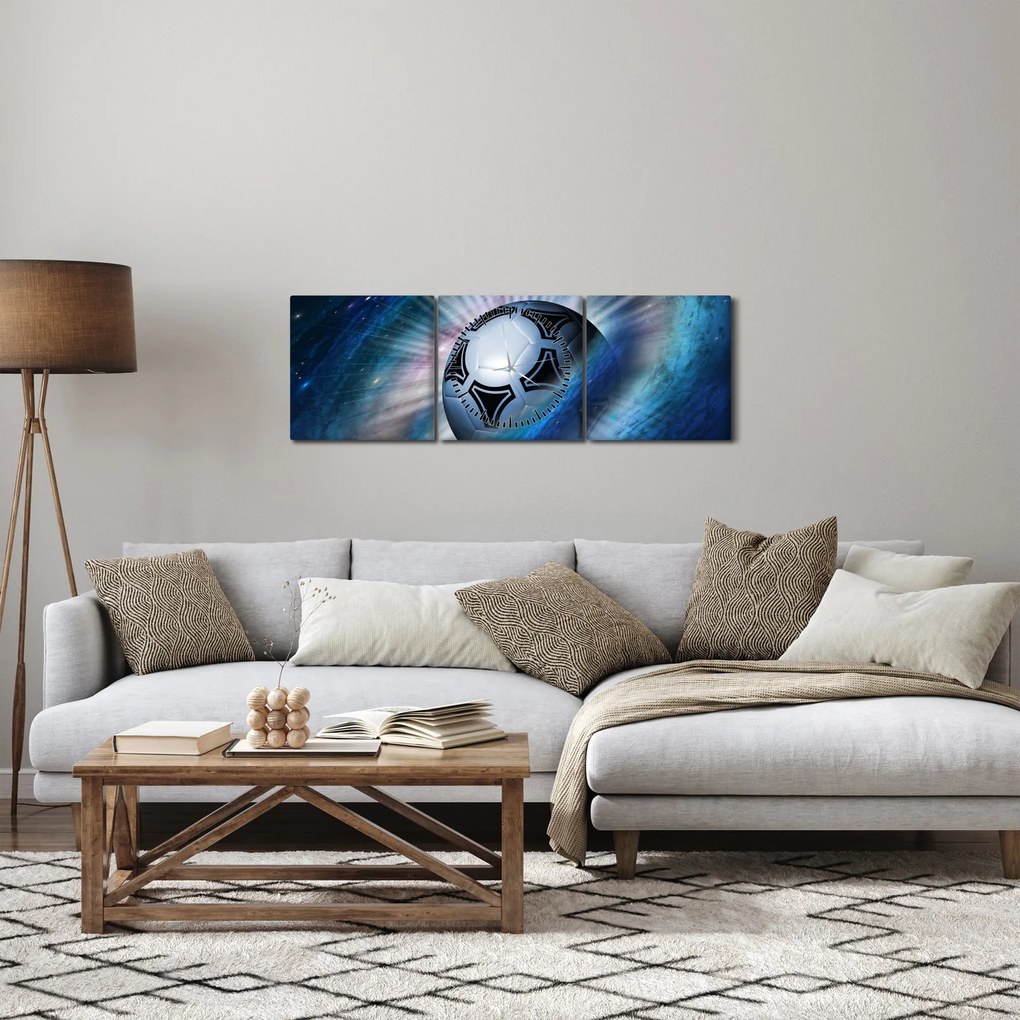 Tablou - Fotbal în spațiu (cu ceas) (90x30 cm)