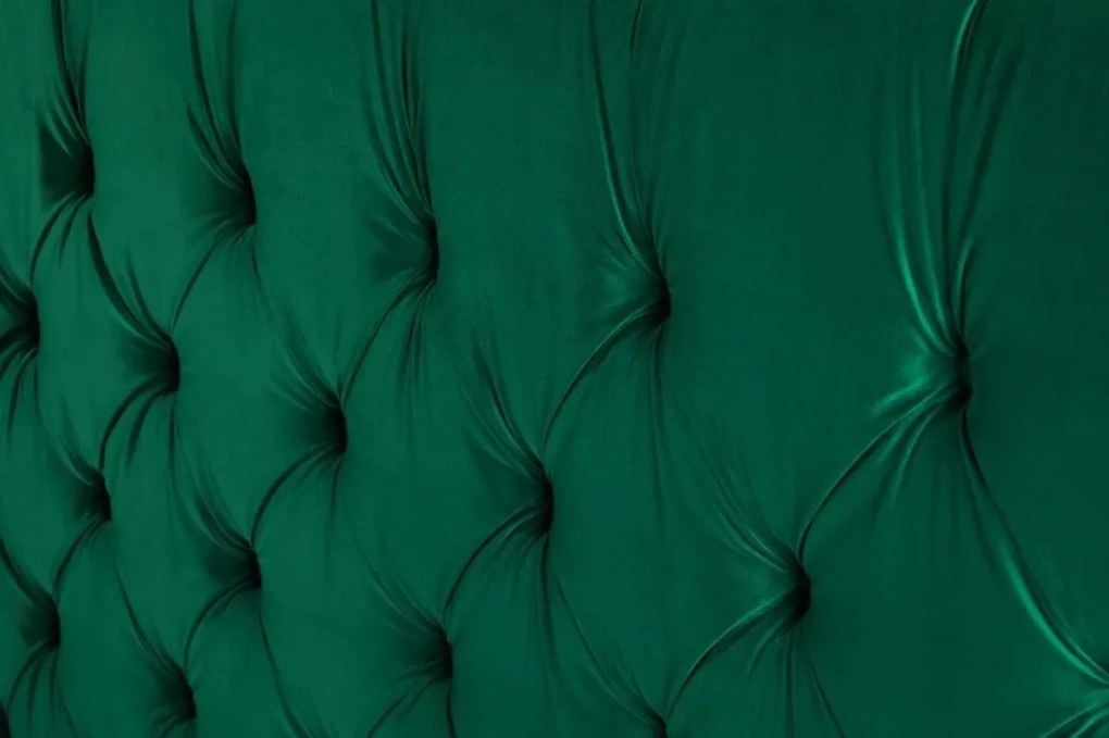 Pat elegant tapitat cu catifea verde inchis, PARIS CHESTERFIELD 180x200cm