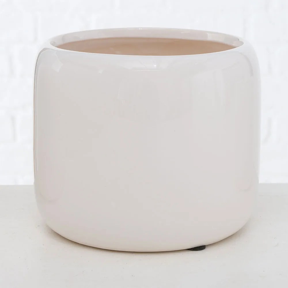 SUPORT GHIVECI, H 12 CM, CERAMICA, ALB/AURIU