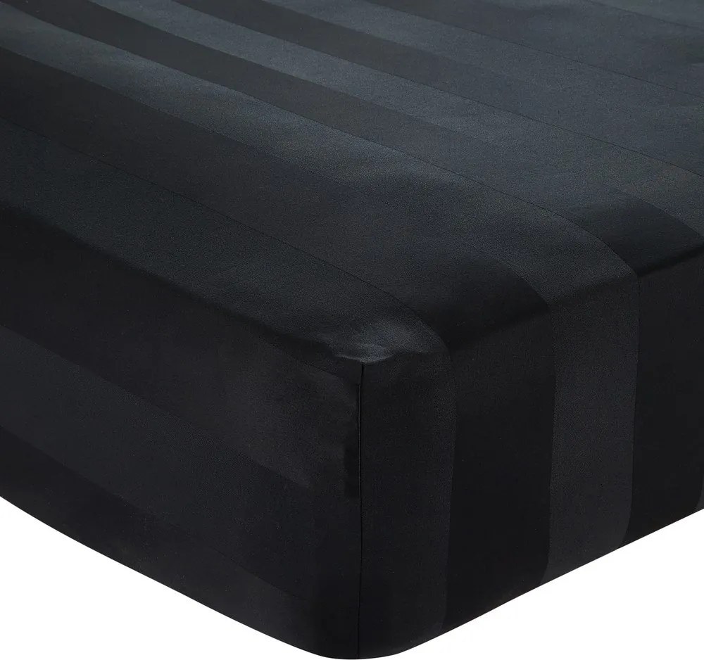 Cearceaf negru din satin cu elastic 150x200 cm So Soft Satin Stripe – Catherine Lansfield