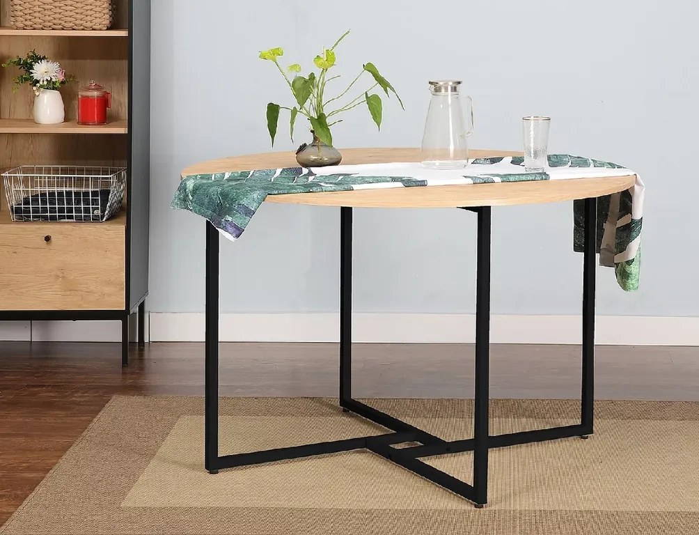 Masa rotunda de dining cu blat in decor stejar ALTO 120x120