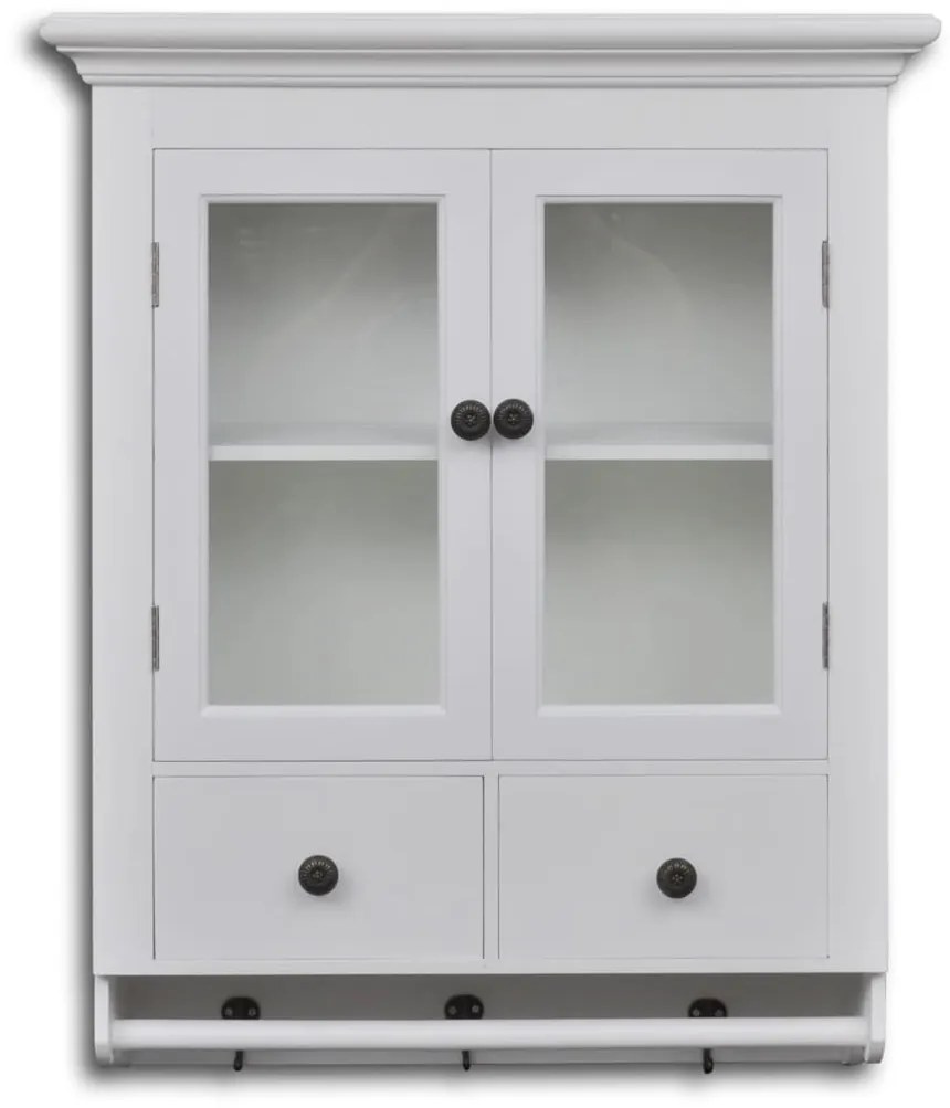 241374 vidaXL Dulap de perete pentru bucătărie, cu ușă din sticlă, lemn, alb