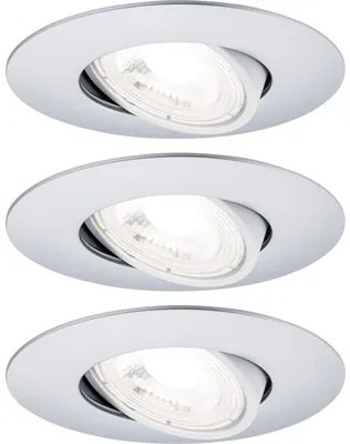 Spoturi încastrabile mobile cu LED integrat Paulmann 5W 460 lumeni, 3000K, Ø90 mm, crom mat, pachet 3 bucăți