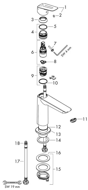 Baterie lavoar fara ventil, Hansgrohe, Logis Fine 240, crom