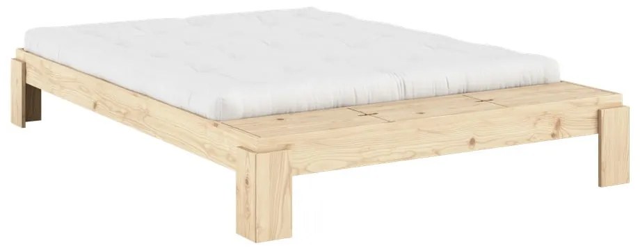 Pat matrimonial în culoare naturală din lemn de pin cu somieră 160x200 cm Layers – Karup Design