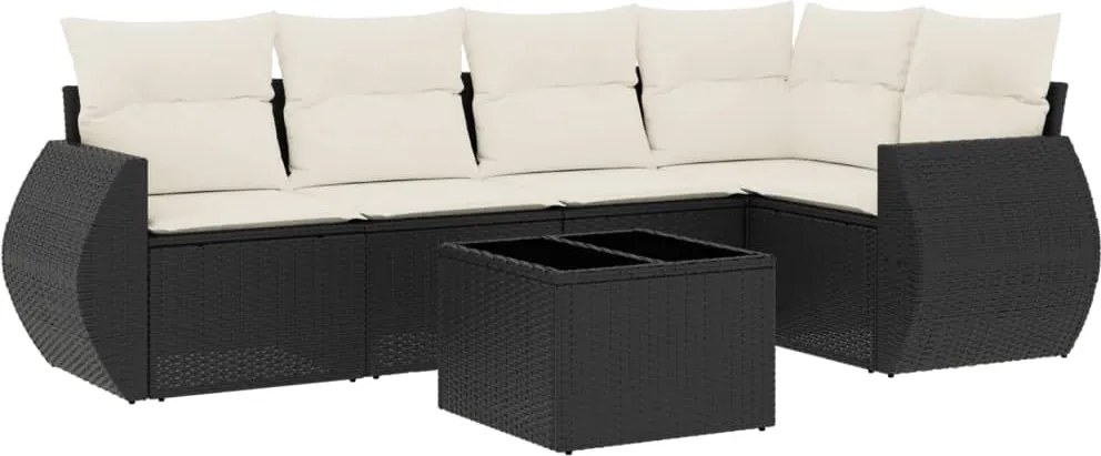 vidaXL Set mobilier de grădină cu perne, 6 piese, negru, poliratan