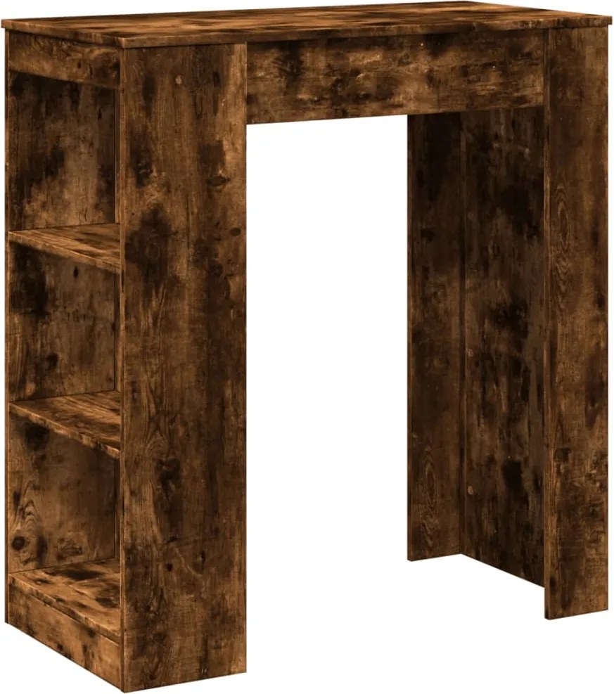 vidaXL Masă bar cu raft, stejar fumuriu, 95x47x103,5 cm lemn prelucrat