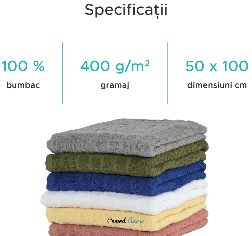 Prosop SOFT 50 x 100 cm alb, 100% bumbac