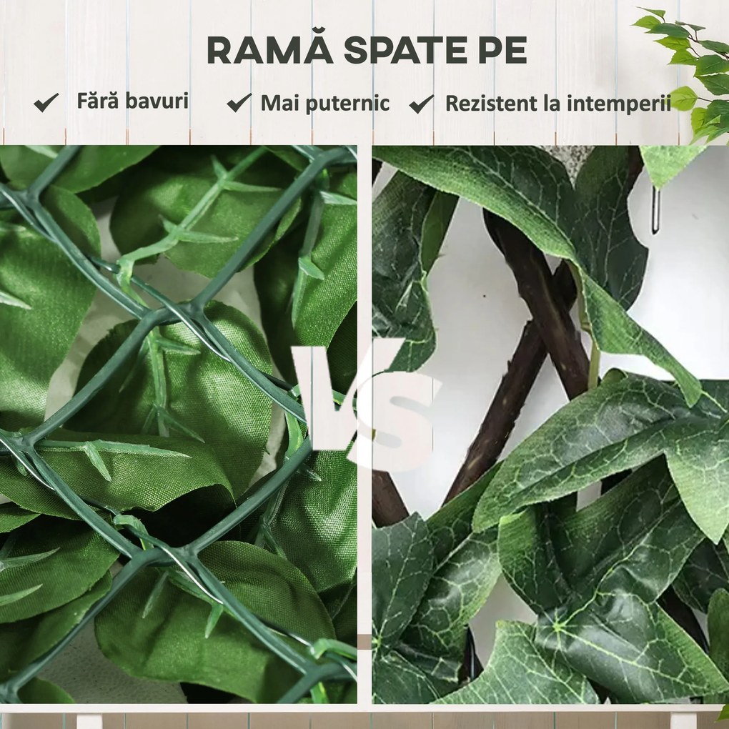 Outsunny Gard Viu Artificial din Fag pentru Balcon și Grădină, PE, 300x100 cm, Verde Închis | Aosom Romania