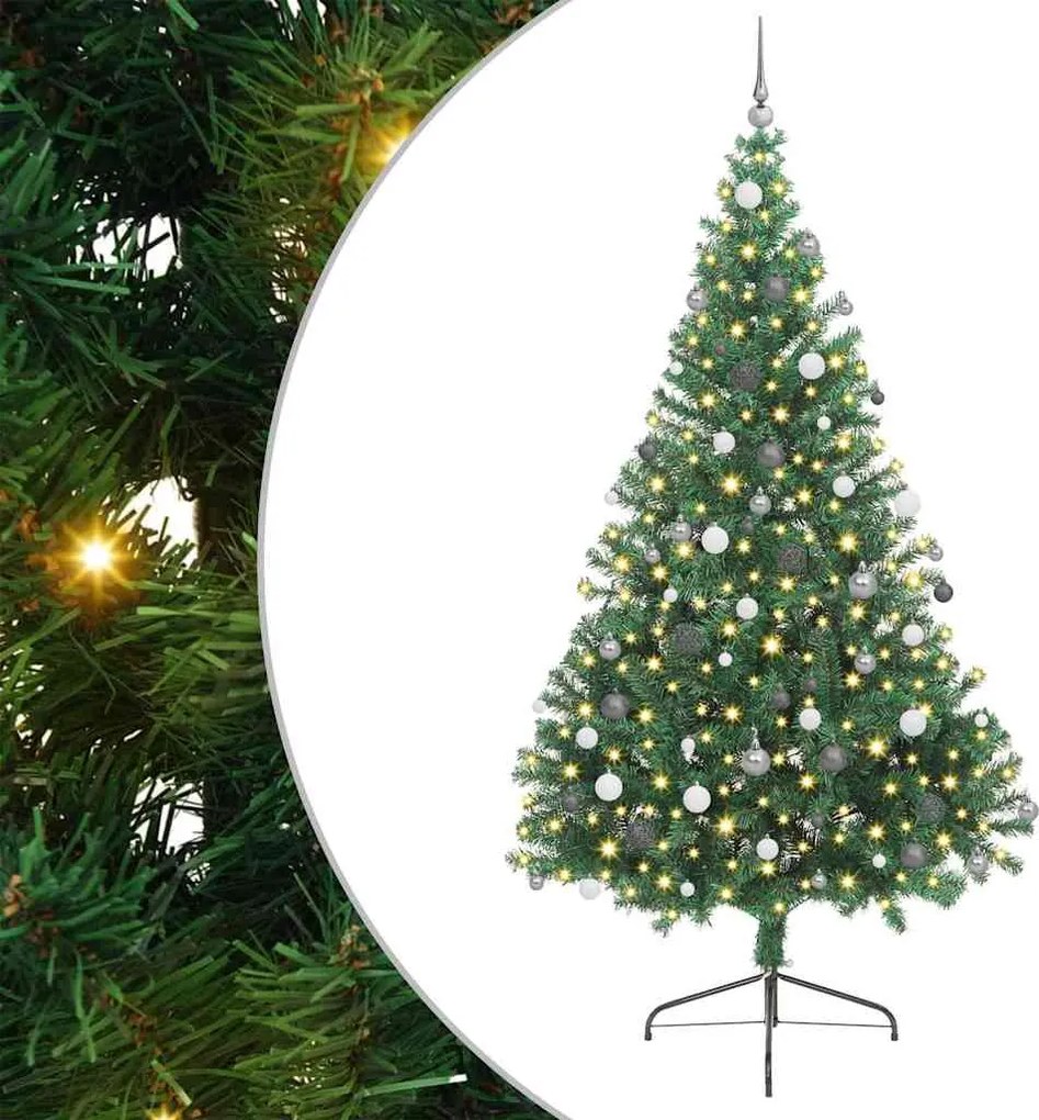 vidaXL Pom de Crăciun artificial pre-iluminat Verde 240 cm PVC