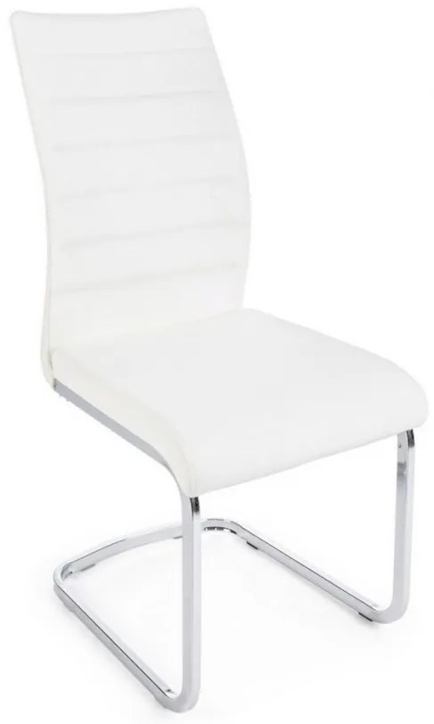 Set 2 scaune dining albe din piele ecologica si metal, Myra Bizzotto