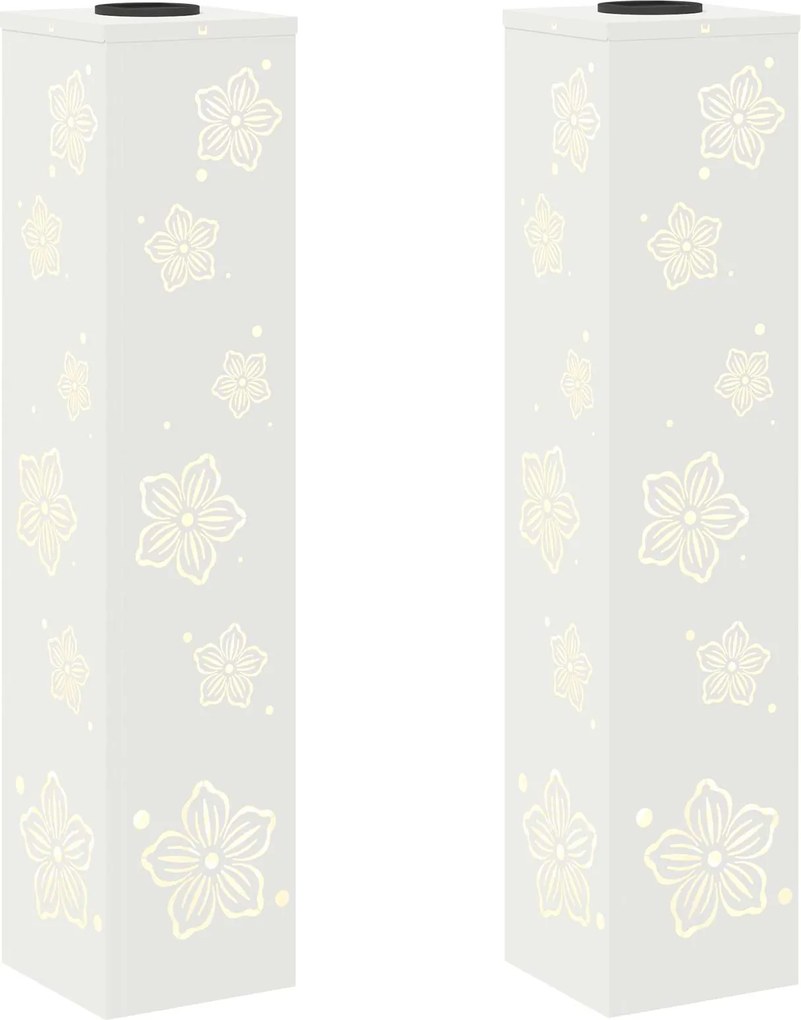 vidaXL Lumină LED Solară pentru Alei 2 pcs Alb Oțel laminat la rece