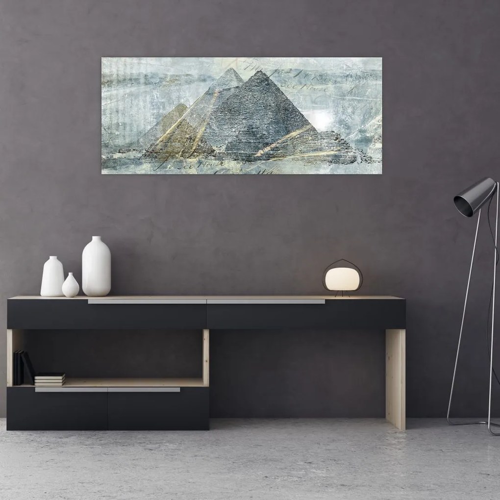 Tablou - Piramide în filtru albastru (120x50 cm)