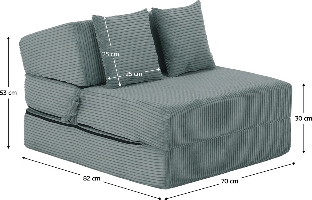 Saltea pliabilă/fotoliu extensibil, 2 in 1, mentolat, PELOS