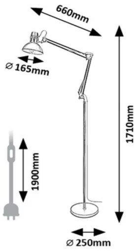 Lampadar ARISTEO 1xE27/40W/230V negru/crom lucios Rabalux 2196