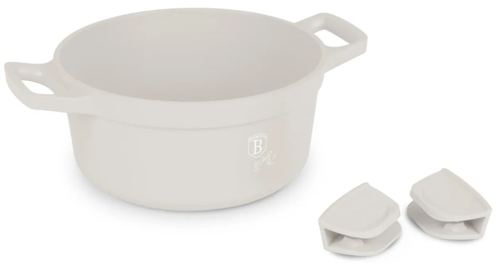 Oală cu capac 24 cm, 4.4L – Berlinger Haus Sahara Collection BH 7787, crem, antiaderentă, ideală pentru gătit zilnic și curățare ușoară