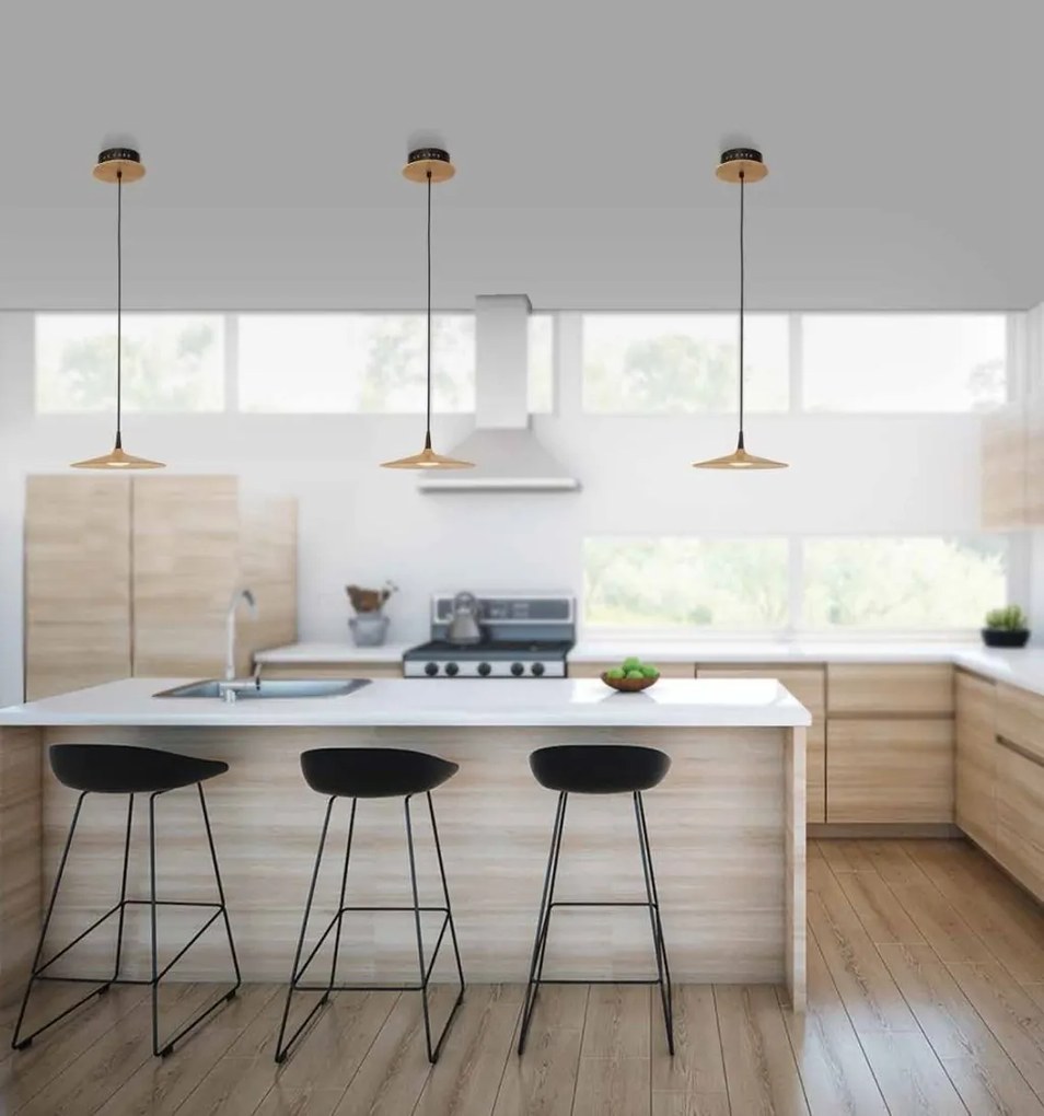 Pendul LED design modern Tarco natur, negru