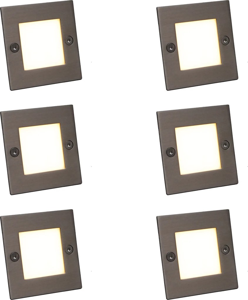 Set de 6 spoturi încastrate moderne oțel, inclusiv LED - Square 7