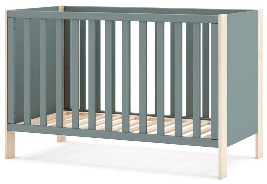 Pătuț în culoare naturală/verde prăfuit 60x120 cm Esteban – Marckeric