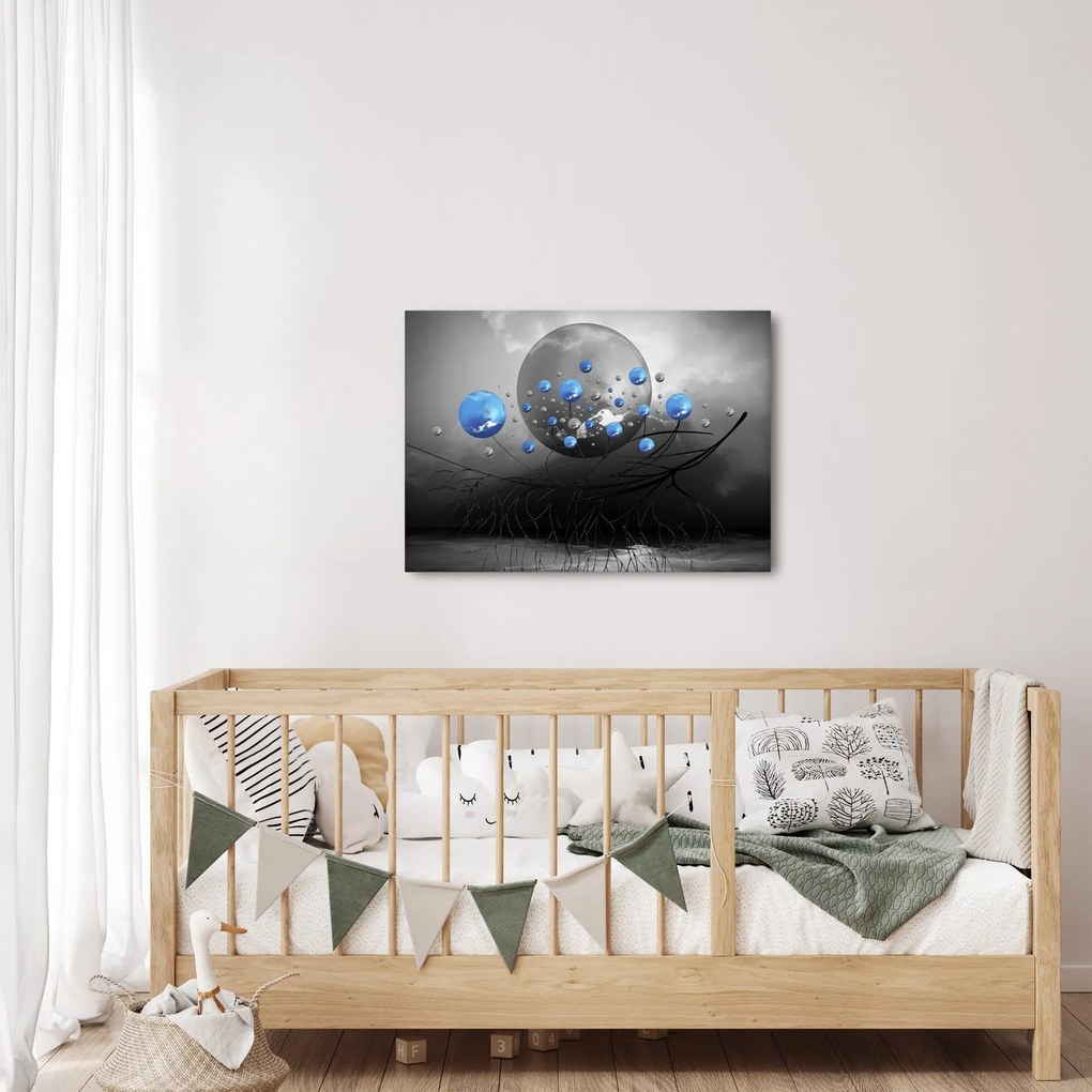 Tabloul cu bile abstracte albastre (70x50 cm)
