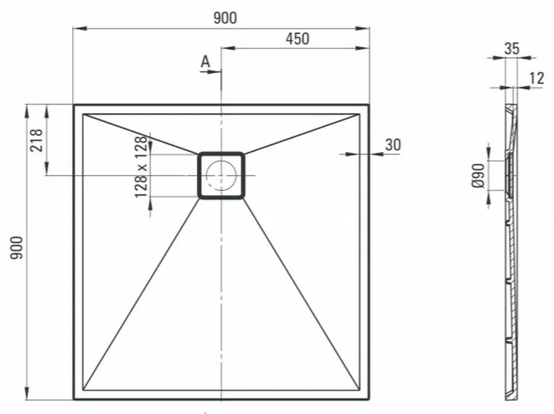 Set cabina dus neagra cu usa culisanta 90x90 cm, cadita dus compozit Deante, plus lavoar rotund sticla neagra