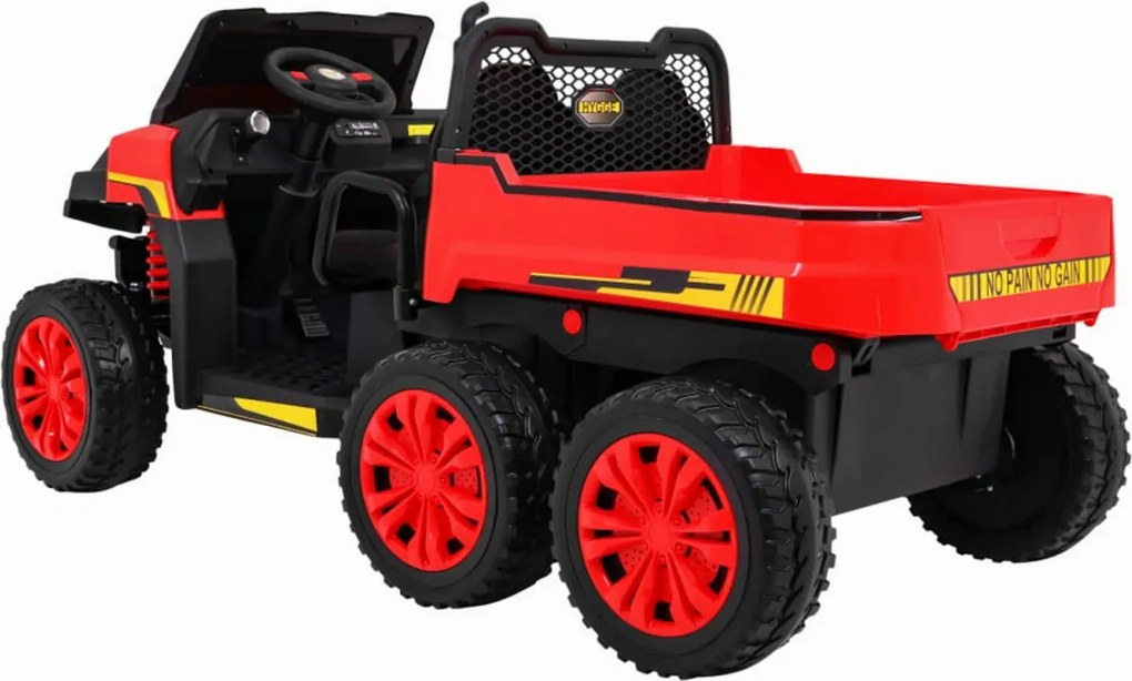 Masinuta Electrica cu acumulator pentru copii NOVOKIDS™ Farmer Beast Buggy, 6 roti, 2 locuri, Cu remorca si faruri luminoase, Roti din Cauciuc EVA,