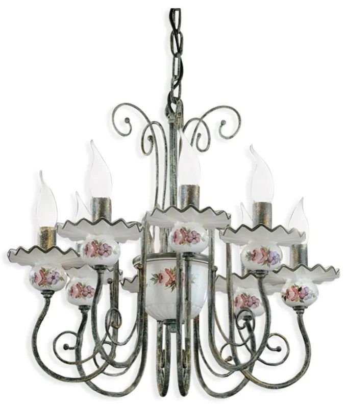 Candelabru clasic cu 8 brate realizat manual din ceramica SANREMO