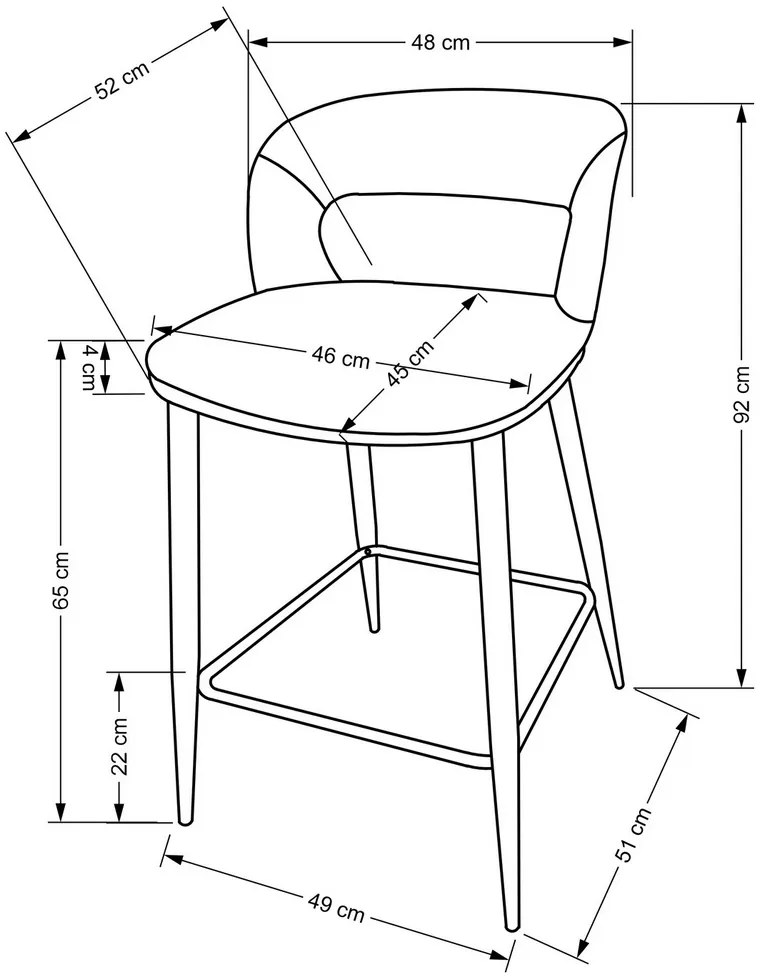 Scaun de bar Brecht, gri