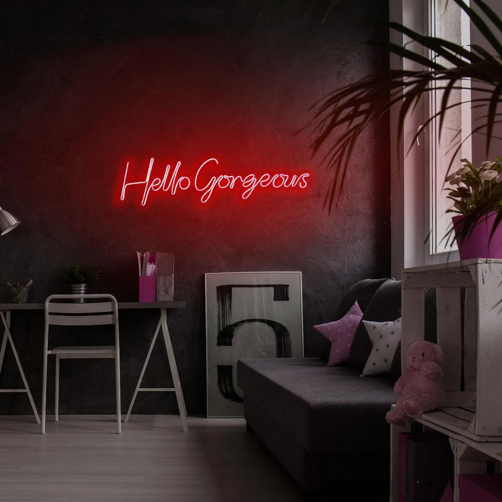 Aplica de Perete Neon Hello Gorgeous, 75 x 18 cm