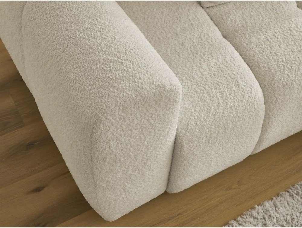 Colțar bej extensibil/cu spațiu de depozitare cu tapițerie din țesătură bouclé (cu colț pe partea dreaptă/cu șezlong) Roxelane – Bobochic Paris