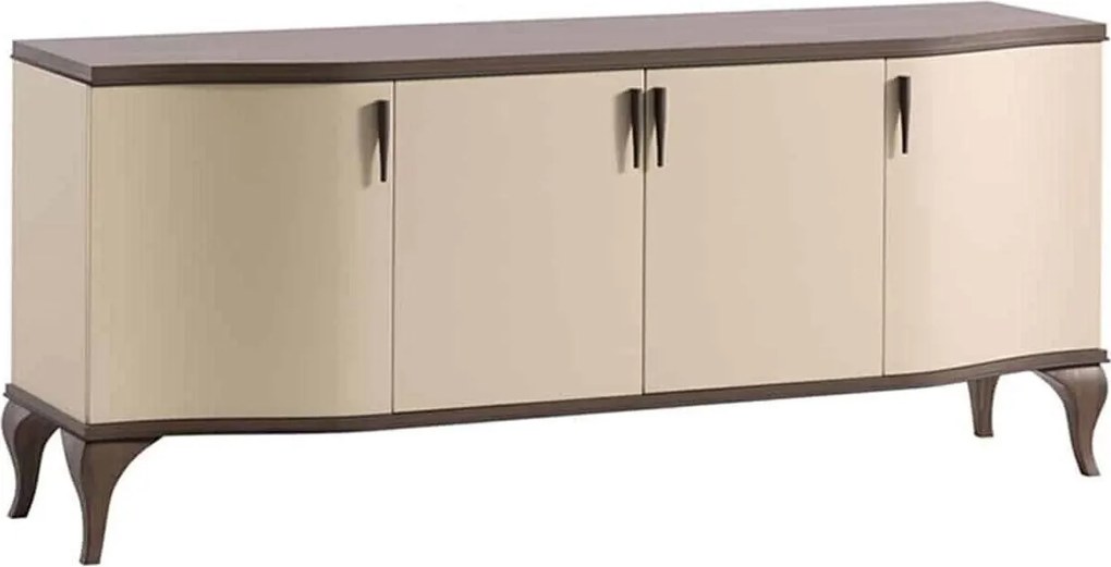 Comodă lemn masiv nuc Leona Crem-, 187 × 51 × 96 cm