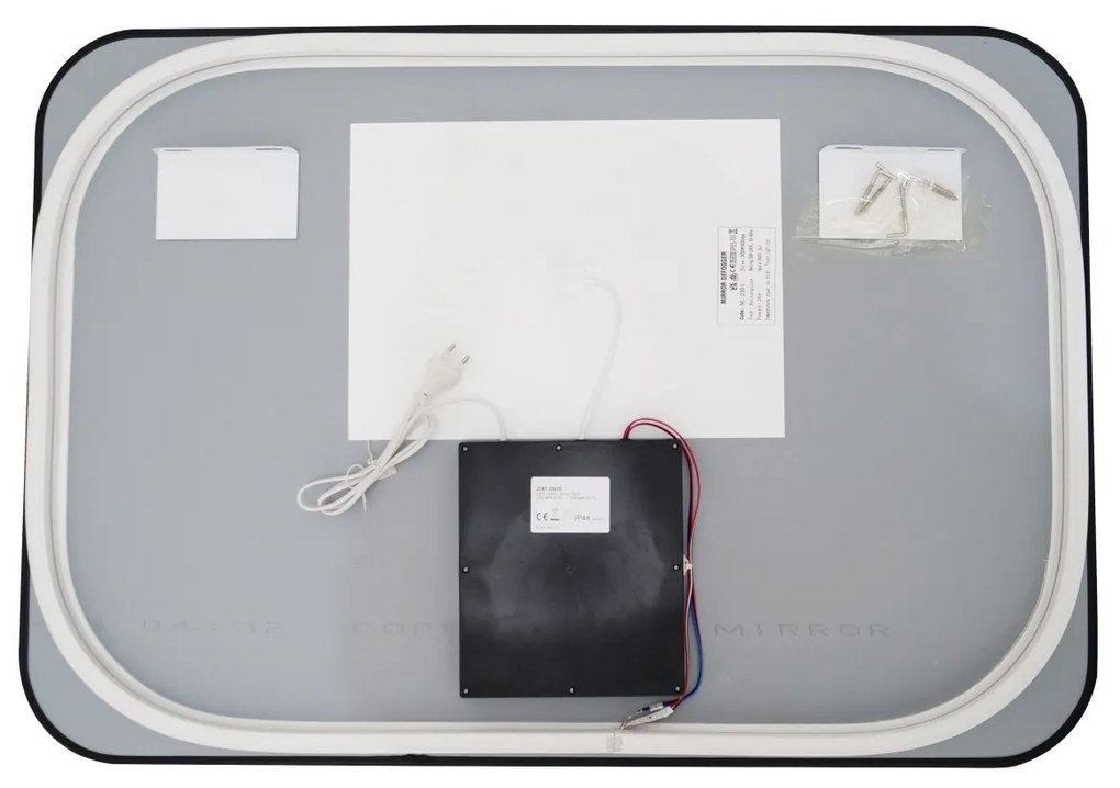 🪞 Oglindă LED cu Touch și Funcție Dezaburire – Ramă Negru, 100x70 cm, Model J187-10070 Smack