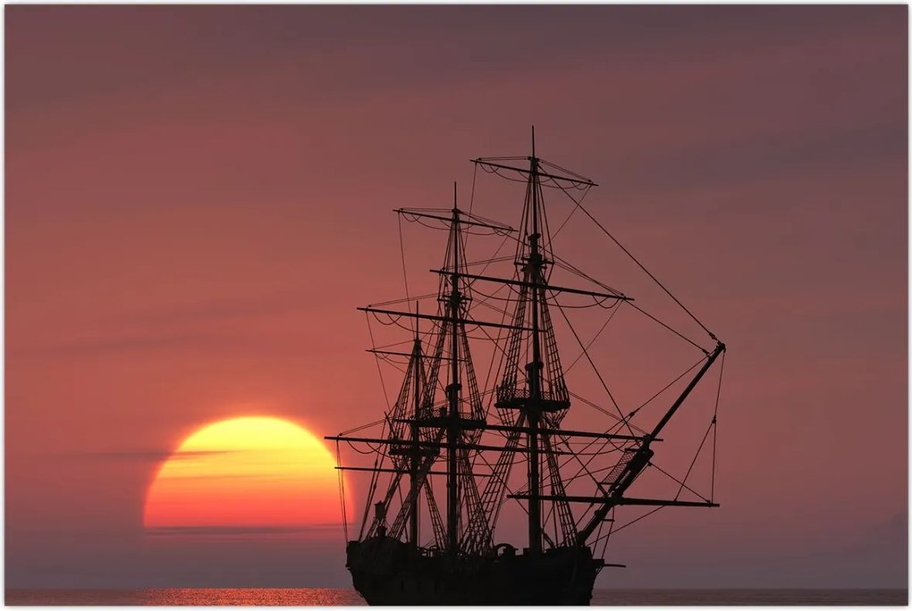 Tablou - Navă medievală (90x60 cm)