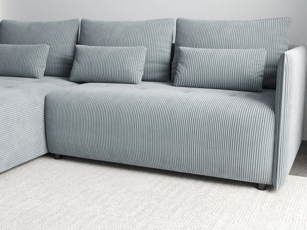 Colțar extensibil dumonde cu ladă de depozitare si sezut confortabil din spuma high-density, Malta Zoom Grey 235x185 cm