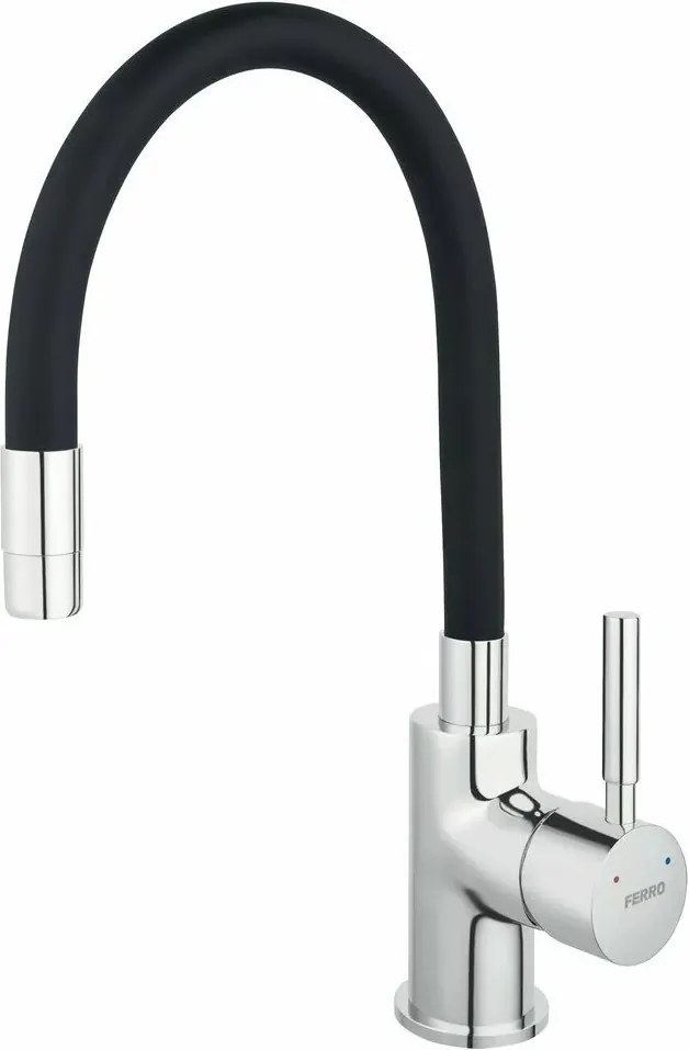 Baterie bucatarie cu pipa flexibila neagra Ferro Zumba